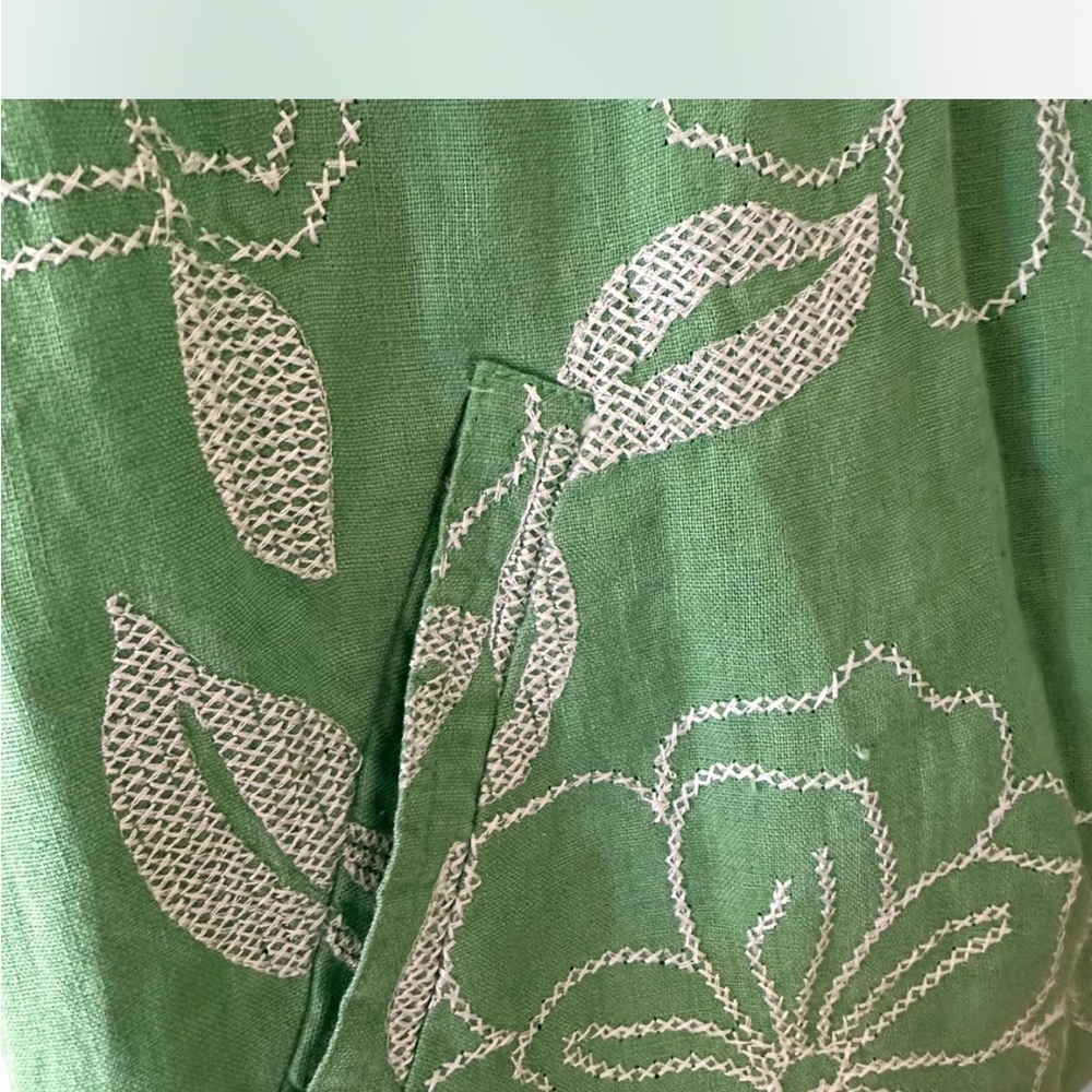 JM Collection Mint Green Linen Jacket - Picture 6 of 8
